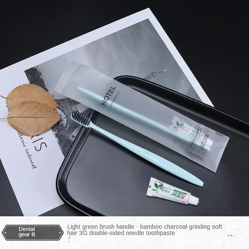 Toothbrush and toothpaste on a tray with a magazine underneath