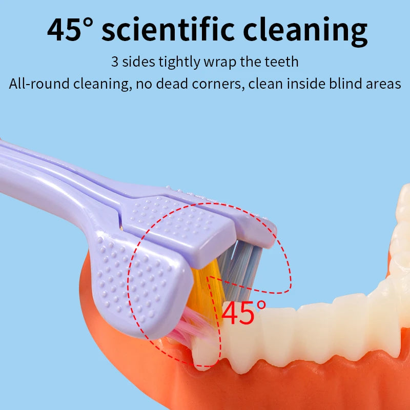 Soft Bristle Three-Sided Toothbrush for Oral Care
