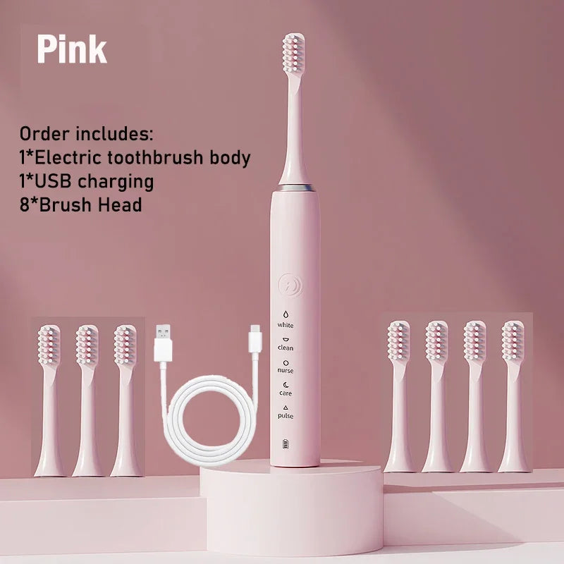 Rechargeable Sonic Electric Toothbrush for Adults – Smart Timer, Whitening & Deep Clean Modes