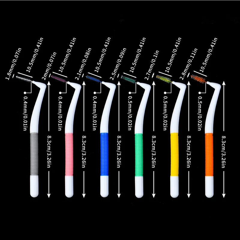 L-Shaped Interdental Brushes (0.4–1.5mm) | Portable Teeth Cleaning Brush with Non-Slip Handle