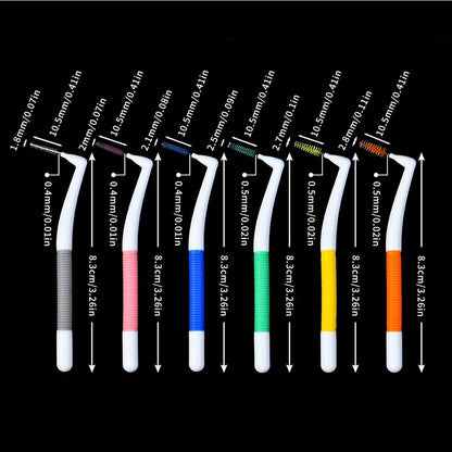 L-Shaped Interdental Brushes (0.4–1.5mm) | Portable Teeth Cleaning Brush with Non-Slip Handle