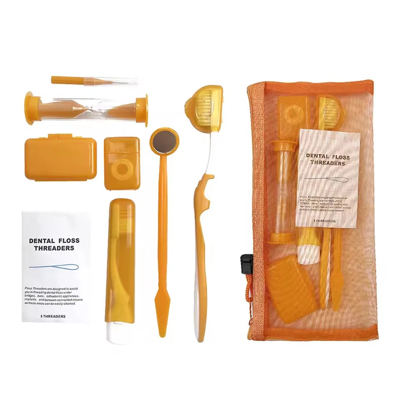 8-Piece Braces Cleaning Kit – Dental Care Brush Set with Interdental Brush, Floss & Orthodontic Wax