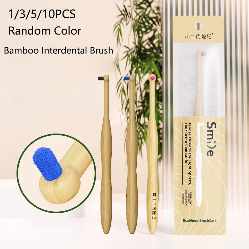 Bamboo Interdental Brush for Plaque & Tooth Stain Removal (1–10 Pieces)