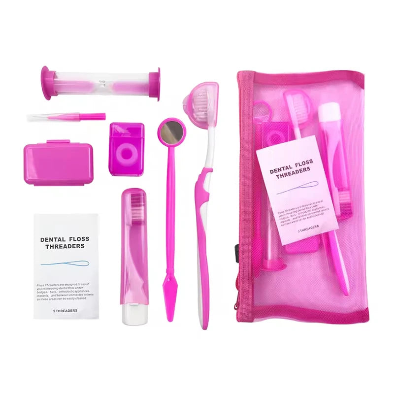 8-Piece Braces Cleaning Kit – Dental Care Brush Set with Interdental Brush, Floss & Orthodontic Wax