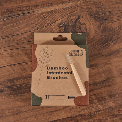 Bamboo Interdental Brushes (30 Pack) | 0.4mm Biodegradable Teeth Cleaning Brushes