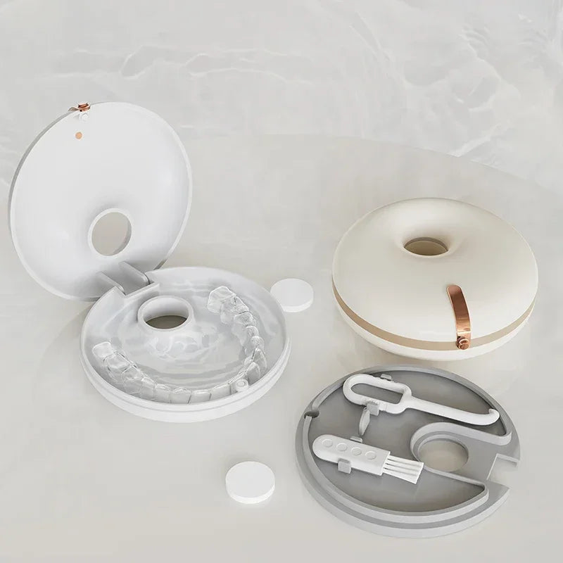 Double-Layer Denture & Retainer Case | Portable Dental Storage Box