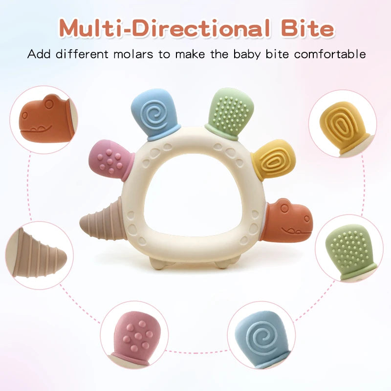 Baby Dinosaur Silicone Teething Toy | BPA-Free Infant Teether