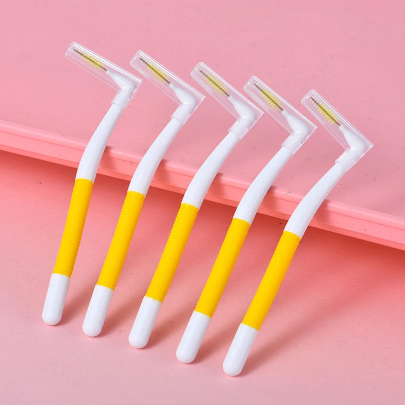 L-Shaped Interdental Brushes (0.4–1.5mm) | Portable Teeth Cleaning Brush with Non-Slip Handle