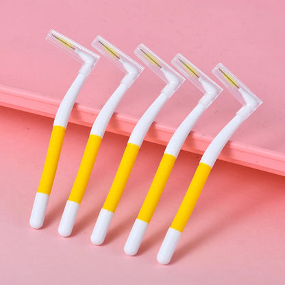 L-Shaped Interdental Brushes (0.4–1.5mm) | Portable Teeth Cleaning Brush with Non-Slip Handle