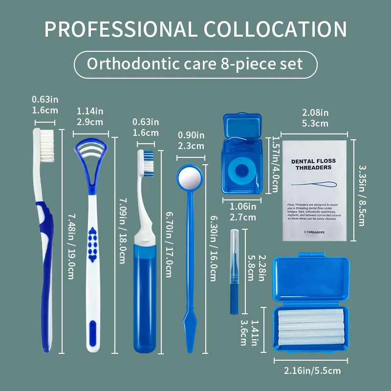 Portable Travel Dental Kit for Braces – 8-Piece Oral Care Cleaning Set