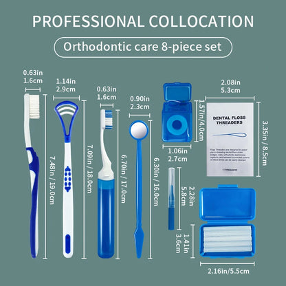 Portable Travel Dental Kit for Braces – 8-Piece Oral Care Cleaning Set