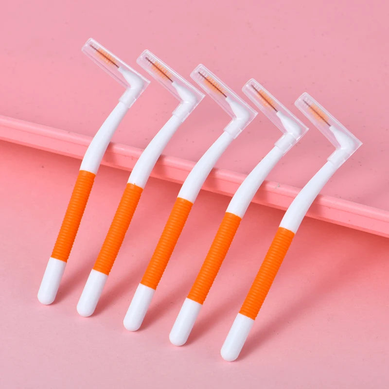 L-Shaped Interdental Brushes (0.4–1.5mm) | Portable Teeth Cleaning Brush with Non-Slip Handle