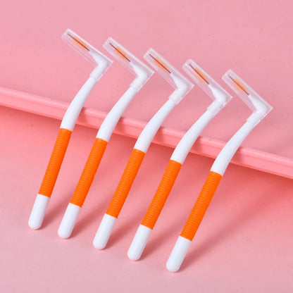 L-Shaped Interdental Brushes (0.4–1.5mm) | Portable Teeth Cleaning Brush with Non-Slip Handle