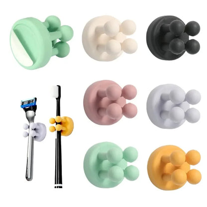 Silicone Adhesive Hanger Hook: Toothbrush, Razor, Towel, Key Holder, etc (1, 2, 4 Pieces)