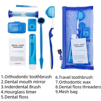 8-Piece Braces Cleaning Kit – Dental Care Brush Set with Interdental Brush, Floss & Orthodontic Wax