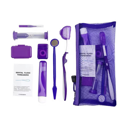 8-Piece Braces Cleaning Kit – Dental Care Brush Set with Interdental Brush, Floss & Orthodontic Wax