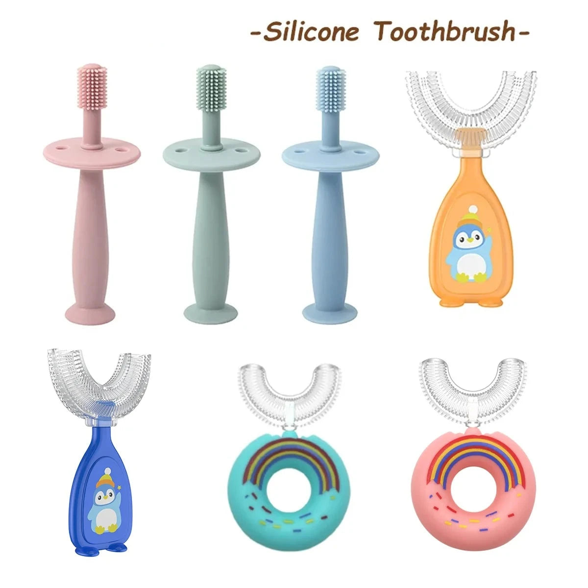 360 degree rotation Silicone Training Toothbrush