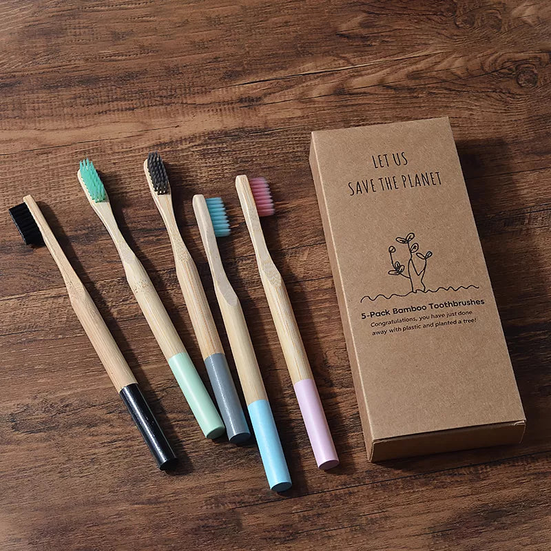 Colorful Bamboo Toothbrush Set