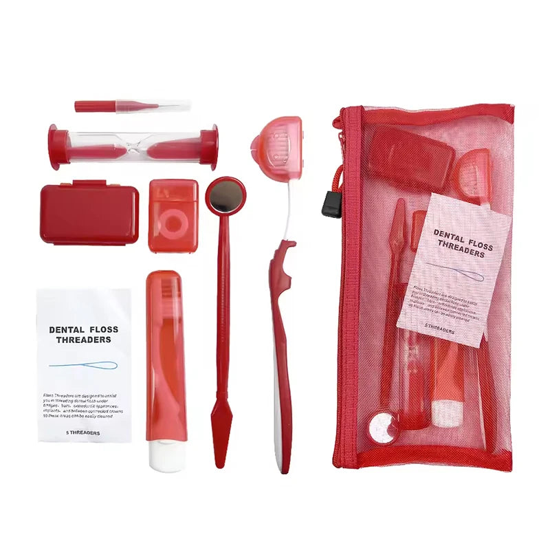 8-Piece Braces Cleaning Kit – Dental Care Brush Set with Interdental Brush, Floss & Orthodontic Wax