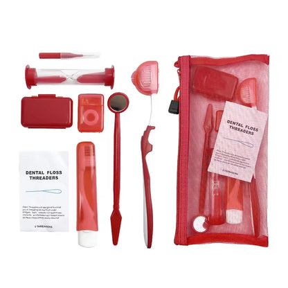 8-Piece Braces Cleaning Kit – Dental Care Brush Set with Interdental Brush, Floss & Orthodontic Wax