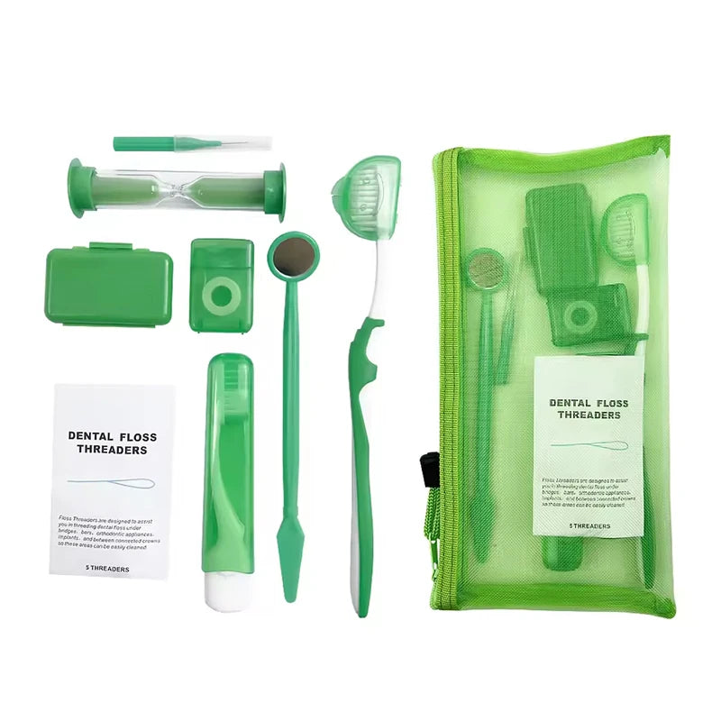 8-Piece Braces Cleaning Kit – Dental Care Brush Set with Interdental Brush, Floss & Orthodontic Wax