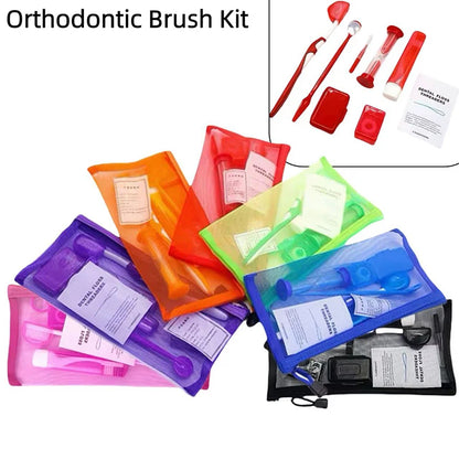 8-Piece Braces Cleaning Kit – Dental Care Brush Set with Interdental Brush, Floss & Orthodontic Wax