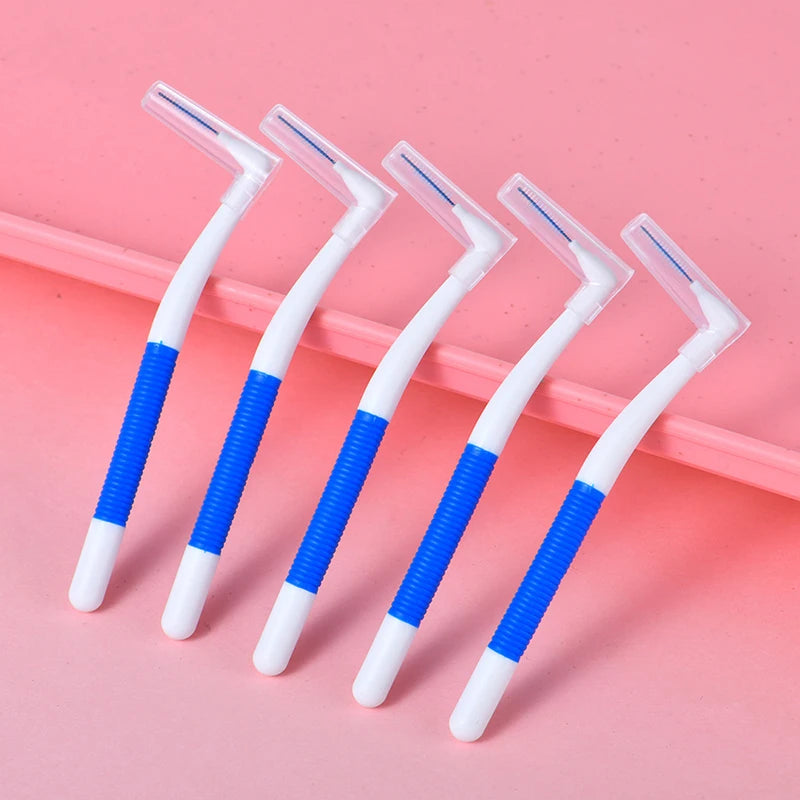 L-Shaped Interdental Brushes (0.4–1.5mm) | Portable Teeth Cleaning Brush with Non-Slip Handle