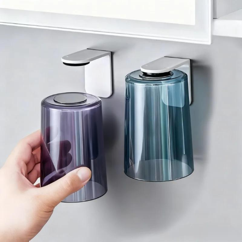 Magnetic Flip Cup Toothbrush Holder | Wall Mounted Bathroom Cup