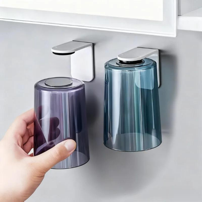 Magnetic Flip Cup Toothbrush Holder | Wall Mounted Bathroom Cup
